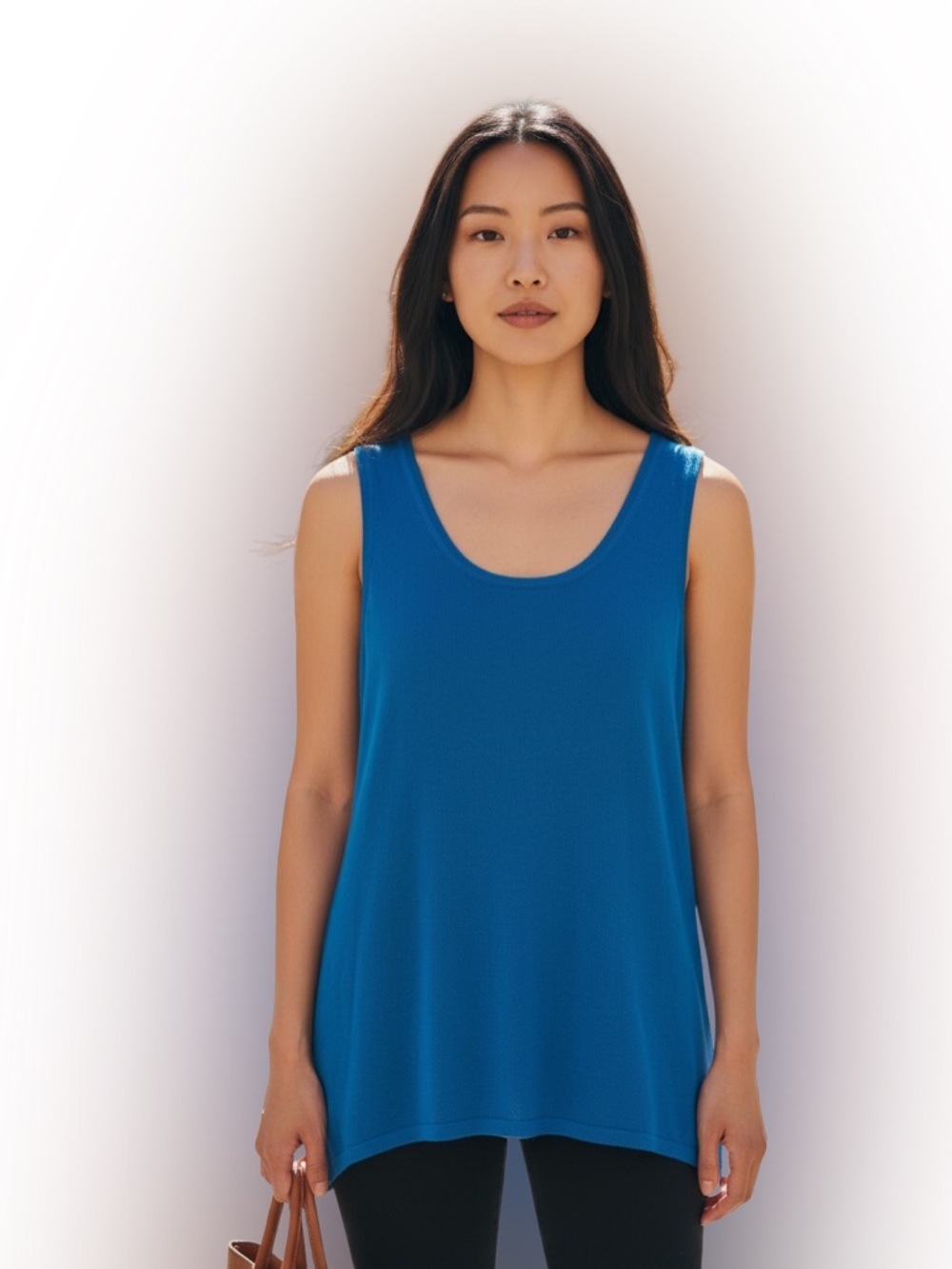 Saks Fifth Avenue Bright Teal Knit Silk Cashmere Blend Top Size L
